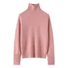 Suéter de punto colorido de cuello alto hecho de lana 100% pura, jersey de otoño e invierno para mujer, grueso y cálido, top de manga larga para usar como base