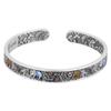 Plata Fina 999 Elefante de la Suerte Elefante de la Suerte Azul Quemado Vintage Corte Pulsera de Plata Esterlina Esmalte Ajustable Pulsera Dorada
