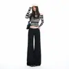 Laranja jovem # Cor sólida, design minimalista, calça casual de perna larga para mulheres, corte solto, efeito emagrecedor, moderna e versátil, comprimento até o chão