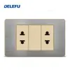 Painel de Aço Inoxidável Cinza Tipo 118 Estilo Tailandês com Tomada Interruptora de Carregamento Rápido USB Tipo-C 20W para Instalação Embutida na Parede