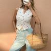 Deseo transfronterizo AliExpress temperamento comercio exterior ropa de mujer 2025 verano europeo y americano chaleco corto cárdigan ajustado abrigo