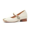 Sapatos Mary Jane Femininos com Aumento Interno de Altura de 6cm, Sola Macia, Adequados para Saias, Novo Estilo Primavera 2026, Sapatos de Salto Bloco Inspirados em Chanel para Mulheres