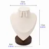Soporte de Exhibición de Collares de Madera Maciza Color Nogal Maniquí de Cuello para Collares Soporte de Joyería para Colgantes Cuello para Retratos Joyería para Cuello Superficie de Cuero y Terciopelo