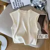 Estilo Desejo Puro Garota Sexy Sem Mangas Gola Redonda Tricô Colete para Mulheres, Verão 2026 Nova Moda Único Redutor de Idade Emagrecedor Top