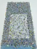 Bordado de lentejuelas con cuentas mixtas iridiscentes tela bordada tela de malla vintage vestido formal vestido tela de malla brillante