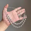Aretes y Collar de Flor de Diamante Redondos de Doble Capa, Cadena para Clavícula Exquisita de Lujo Ligero a la Moda, Joyería de Gama Alta con Temperamento de Nicho