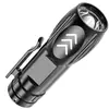 Lanterna LED Mini Recarregável USB COB Luz Lateral Lanterna de Bolso Clipe Portátil Compacta Lanterna Brilhante para Acampamento Caminhada Uso de Emergência Preto