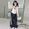 Conjunto deportivo para niñas, nuevo modelo otoño 2026, atuendo fresco y elegante para estudiantes de secundaria, conjunto casual de dos piezas para niñas