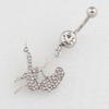 Anillo para el ombligo Chica de Pole Dance Colgante Botón de ombligo de Diamante Acero Inoxidable Médico Venta Caliente Europea y Americana Suministro para Ebay