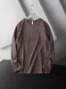 Derong Capa Base Otoño e Invierno Camiseta de Manga Larga para Hombre Versátil Cálida de Doble Cara de Terciopelo Cuello Redondo Color Sólido Ropa de Otoño