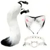 Set de Orejas y Cola de Animal de Peluche para Cosplay Transfronterizo, Orejas de Zorro Estilo Anime, Orejas de Lobo, Diadema, Accesorios de Cola, Cascabel de Cabeza, Collar