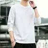 Nueva Camiseta Suelta de Manga Larga para Hombre Otoño 2026, Color Sólido Cuello Redondo Camiseta Interior Pulóver