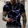 Estação Independente Moda Verão Transfronteiriça Europeia e Americana Camiseta Série Magma 3Dteum Tops Masculinos Street Gola Redonda Manga Curta