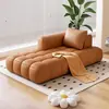 Estilo Crema Francesa Gato Felpa Esponja Chaise Chaise Sofá Individual Reclinable Sala de Estar Dormitorio Balcón Sofá Perezoso Madera