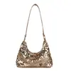 Bolso de Lentejuelas de Moda, Bolso de Hombro Coreano de Nicho, Nuevo Estilo de Moda para la Temporada, Gran Capacidad, Elegante Bolso de Hombro con Solapa