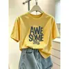 Camiseta de manga corta 100% algodón para mujer, estilo coreano, moderna y versátil, top verde aguacate, ropa de mujer verano 2026