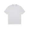 Camiseta de Manga Corta Nueva Holgada de Color Sólido con Bolsillo y Cuello Redondo Acanalado Reforzado de Algodón de Fibra Larga Estilo Japonés Cepillado de Fibra de Carbono para Hombre