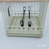 Jaula Redonda de Jaula Cuadrada Bordada con Ojo Base Antideslizante Hebilla de Clip de Plástico Blanco Herramienta de Alambre para Pájaros Accesorios para Jaulas de Pájaros