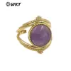 WT-R475 estilo europeo color retro piedra preciosa redonda diseño hueco ropa lisa para niñas anillo de joyería combinable