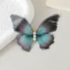 Accesorio de Hanfu etéreo y animado: Pasador de mariposa de gasa fina estilo antiguo de 10 cm con diseño de mariposa de hoja muerta, adecuado para niñas y niños, perfecto para sesiones de fotos estilo temático de bosque