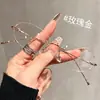 Novos Óculos para Miopia Acabados Sem Aro Elegante Estilo Coreano Armação de Metal Fina Óculos Planos Anti-Luz Azul Atacado
