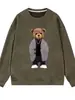 Moda Outono Comércio Exterior Moletom com Capuz em Camurça Estilo Americano Tendência Casual Versátil Pulôver Estampa de Urso Top Masculino