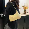 Bolsa Transversal Casual Cor Lisa de Palha 2025 Nova Tendência Bolsa de Ombro de Palha Bolsa Tecida Bolsa de Praia para Férias Bolsa de Trabalho para Mulheres