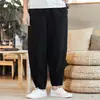 Pantalones Retro Azul Oscuro tipo Lino Estilo Chino para Hombre Transpirables Sueltos tipo Harem Verano Simples Versátiles Pantalones Deportivos