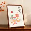 Nuevo Marco de Fotos Estilo Chino con Esquinas de Cobre Imitación y Acabado de Nogal, Aspecto de Alta Gama, 6 Pulgadas, 7 Pulgadas, Marco para Fotos A4, Adorno de Escritorio, Colgante de Pared