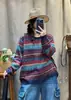 Suéter Jacquard Feminino 2026 Outono/Inverno Nova Chegada Estilo Coreano Solto Casual Gola Redonda Pulôver Estilo Preguiçoso Tricô MMHT