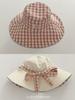 Sombrero de pescador de ala ancha con cordones, a cuadros, de doble cara, ponible, estilo coreano, para mujer, protección solar de verano, pequeño y fresco, para exteriores
