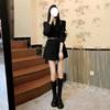 Blazer Estilo Coreano para Mujer Otoño 2021 Color Café Traje con Sentido de Diseño (con cinturón)