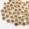 En Stock 8/10/12mm Doble Capa Girasol Pedrería Flor Redonda Placa Flor de Pedrería Hebilla de Pedrería Lazo Hecho a Mano Materiales para Accesorios de Cabello DIY