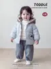 Chamarra acolchada con relleno de algodón para bebés niñas, ropa de invierno, abrigo con capucha ribeteado de encaje para niña pequeña, suéter tejido, pantalones de algodón, conjunto de ropa para niñas