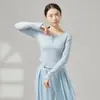Roupa de Prática de Dança Moderna Decote V Slim Fit Roupa de Dança Valoriza a Figura Manga Longa Top de Dança