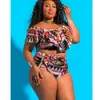 Bikini Nuevo Europeo y Americano Talla Grande 2024 Plus Talla Más Cintura Alta Cubriendo Vientre Aspecto Adelgazante Bikini Traje de Baño para Mujeres