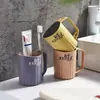 Taza de Cepillo de Dientes Multifuncional Rayada Guanghua para el Hogar Conveniente Simple Doble Capa Engrosada Taza de Lavado Doble para Pareja de Viaje