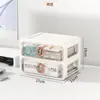 Caixa de Armazenamento de Mesa Tipo Gaveta Dormitório Prateleira de Armazenamento Portátil com Alça Armário de Armazenamento em Camadas de Plástico