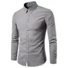Camisa de comércio exterior transfronteiriça 2025, moda masculina, slim, cor sólida, manga comprida, camisa de lapela empresarial, tamanho grande, camisa masculina