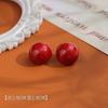 Populares Pendientes de Botón Rojos Ankara Atmosféricos Elegantes Gama Alta Rojo Vino Gotas de Aceite Personalizados Populares en Internet Pendientes Sencillos para Mujer