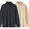 Camisa térmica masculina de outono e inverno, camiseta de manga comprida, top de outono com gola alta, marca moderna de roupas masculinas de alta qualidade