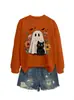 Amazon Wish site independente europeu e americano confortável solta versátil divertida feminina gato fantasma floral gola redonda manga longa moletom