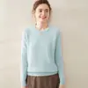 Moda Otoño e Invierno Versátil Suéter de Cachemira para Mujer Cuello Redondo de Cachemira Suéter Grueso Holgado de Punto Cachemir Suéter Básico de Punto
