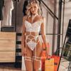 2023 AliExpress Amazon Explosiones Comercio Exterior Europeo y Americano Sexy Escote Profundo V Mostrando Cadera Medias Lencería de Tres Piezas