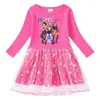 Vestido de Princesa de Malla con Lentejuelas Arcoíris para Niñas, Manga Corta de Verano, Manga Larga de Primavera y Otoño, Estilo Kpop Cazador de Demonios