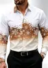 Camisa de manga larga para hombre con estampado de copo de nieve en degradado blanco y verde, perfecta para Navidad, fiestas navideñas y uso casual diario