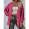 2025 Otoño Europeo y Americano Nuevo Transfronterizo Exportación Cuello en V Mangas de Linterna Cardigan Tejido Suéter Chaqueta Sexy Holgado para Mujer