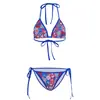 2026 Nuevo Bikini Cruzado Europeo y Americano Estampado con Tirantes Conjunto de Dos Piezas para Mujer Sexy Chica Caliente Vacaciones en la Playa