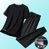 [Entrega Rápida] Conjunto Esportivo Masculino de Verão Respirável Casual Absorvente de Suor Manga Curta Calça Conjunto de Duas Peças de Seda Gelada
