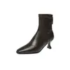 Botas de Inverno 2026 Estilo Coreano Temperamento para o Trabalho Emagrecimento Delicadas Versáteis Bico Quadrado Pequeno Salto Agulha Elásticas Abraçam a Perna Botas de Cano Curto Femininas